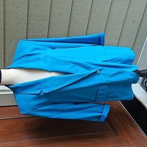 VINTAGE LIZ BAKER ESSENTIALS BLAZER 14 TEAL SHOULDER PADS BUTTON TEAL NE…